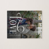 Moderne Script Love Aangepaste Verloving Foto Legpuzzel (Horizontaal)