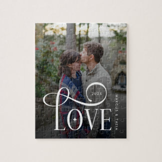 Moderne Script Love Aangepaste Verloving Foto Legpuzzel