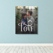 Moderne Script Love Aangepaste Verloving Foto van  Canvas Afdruk (Insitu (Houten vloer))