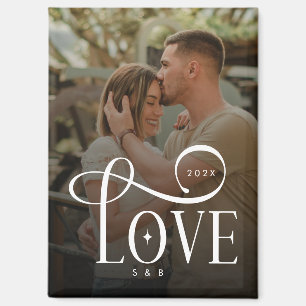 Moderne Script Love Aangepaste Verloving Foto van  Magneet