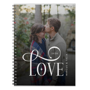Moderne Script Love Aangepaste Verloving Foto van Notitieboek