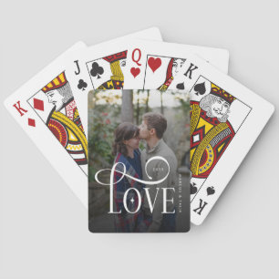 Moderne Script Love Aangepaste Verloving Foto van Pokerkaarten