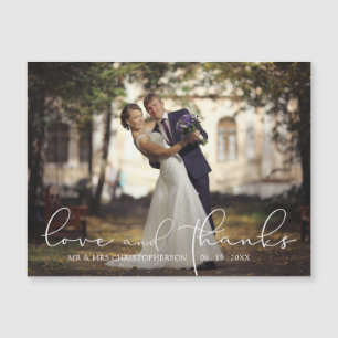 Moderne Script LOVE and BEDANKT Photo Wedding