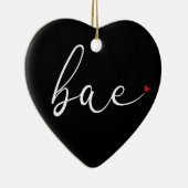 Moderne Script Love Heart Bae Definition Keramisch Ornament (Rechts)
