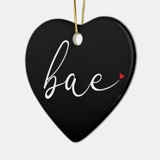 Moderne Script Love Heart Bae Definition Keramisch Ornament (Links)