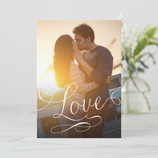 Moderne Script Love Romantic Photo Save the Date (Staand voorkant)