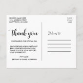 Moderne Script Love Thanks Trouwkoppel Foto Briefkaart (Achterkant)