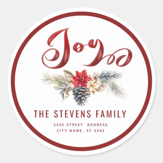 Moderne script maakt gebruik van sneeuw-pijnappel ronde sticker (Voorkant)