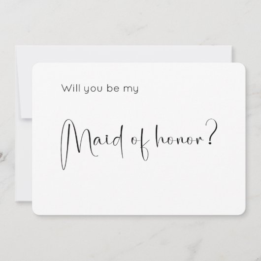 Moderne Script Maid of Honor Voorstel Uitnodiging (Voorkant)