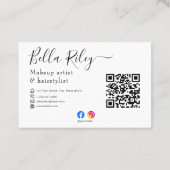Moderne Script Make-up artiest & haarstylist QR Co Visitekaartje (Achterkant)