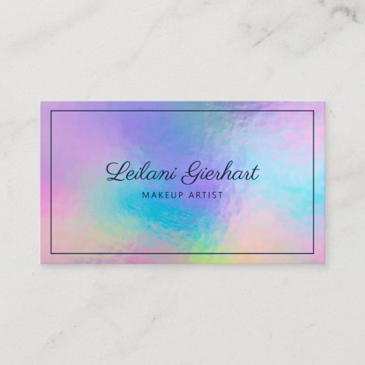 Moderne Script Make-up Artiest Iridescent Visitekaartje (Voorkant)