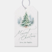 Moderne Script Merry Christmas Dennengewas Cadeaulabel (Voorkant)