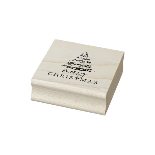 Moderne Script Merry Kerstboom Rubberstempel (Stempel)