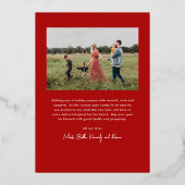 Moderne Script Merry-kerstfoto Folie Feestdagenkaart (Achterkant)