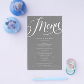 Moderne Script met Krullen, Grijs Papier Menu (Enkel)