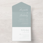 Moderne Script Minimaal Zeeglas Bruiloft All In One Uitnodiging (Binnen)