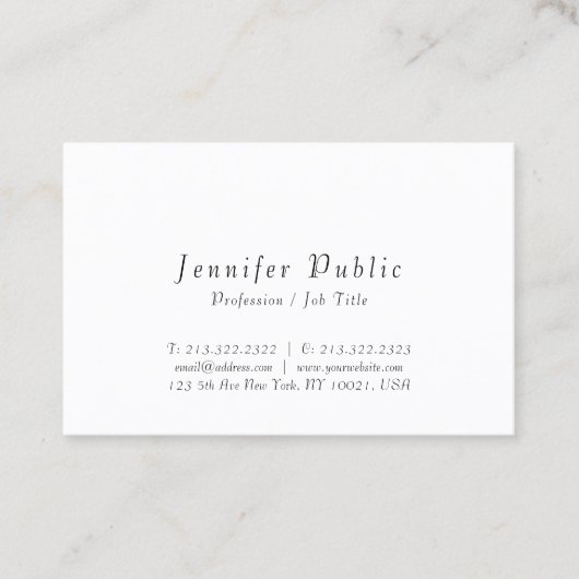 Moderne Script Minimalistisch design Elegant Sjabl Visitekaartje (Voorkant)