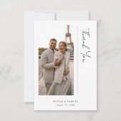 Moderne Script Minimalistische Bestemming Trouwfot Bedankkaart (Voorkant)