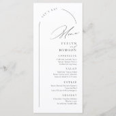 Moderne Script Minimalistische Boog Bruiloft Menu (Voorkant)