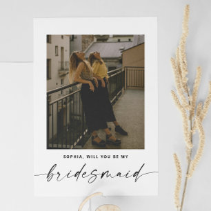Moderne Script Minimalistische Bruidsmeisje voorst Briefkaart