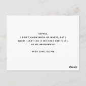 Moderne Script Minimalistische Bruidsmeisje voorst Briefkaart (Achterkant)