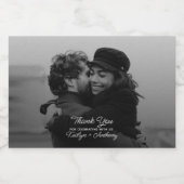 Moderne script minimalistische trouwfoto likeurfles etiket (Enkel label)