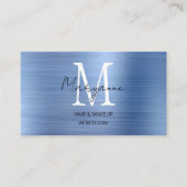 Moderne Script Monogram Blau Visitekaartje (Voorkant)