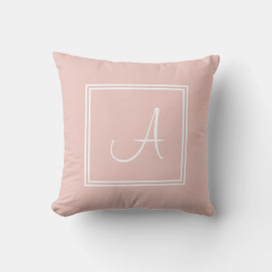 Moderne Script Monogram elegant Blush Pink Sjabloo Kussen