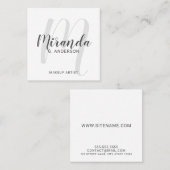 Moderne Script Monogram en Naam Vierkante Visitekaartje (Voorkant / Achterkant)
