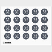 Moderne Script Monogram Initiaal Donkerblauw Label (Vel)