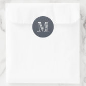 Moderne Script Monogram Initiaal Donkerblauw Label (Tas)