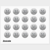 Moderne Script Monogram Initiaal Silver Label (Vel)