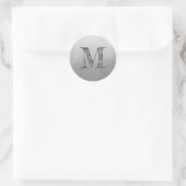 Moderne Script Monogram Initiaal Silver Label (Tas)