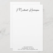 Moderne Script Monogram op maat Briefpapier (Voorkant / Achterkant)