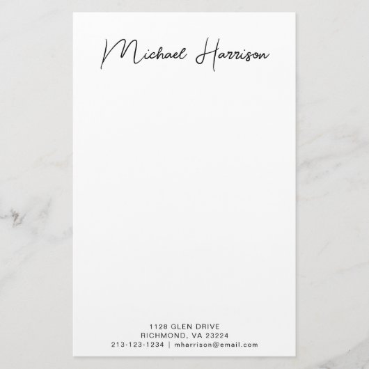 Moderne Script Monogram op maat Briefpapier (Voorkant)