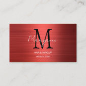 Moderne Script Monogram Rode Visitekaartje (Voorkant)