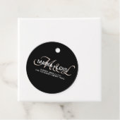 Moderne Script Monogram Zwarte Blush Roze Trouw Bedankjes Labels (In situ)