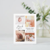 Moderne script multi foto baby shower dank je briefkaart (Staand voorkant)