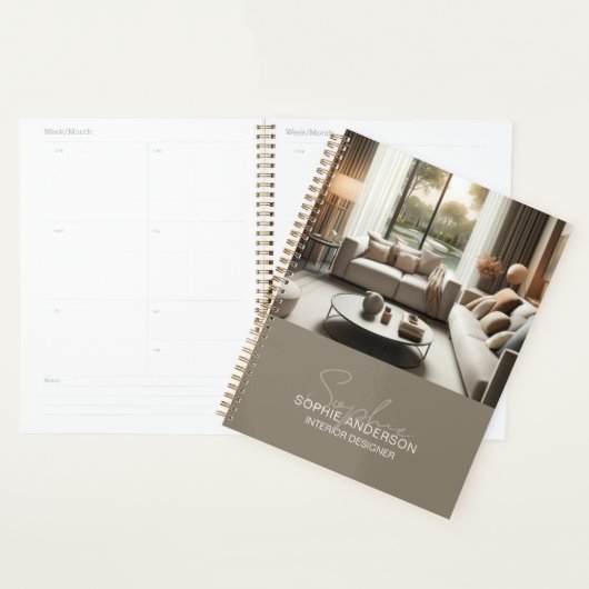 Moderne script naam interieurontwerper planner (Display)