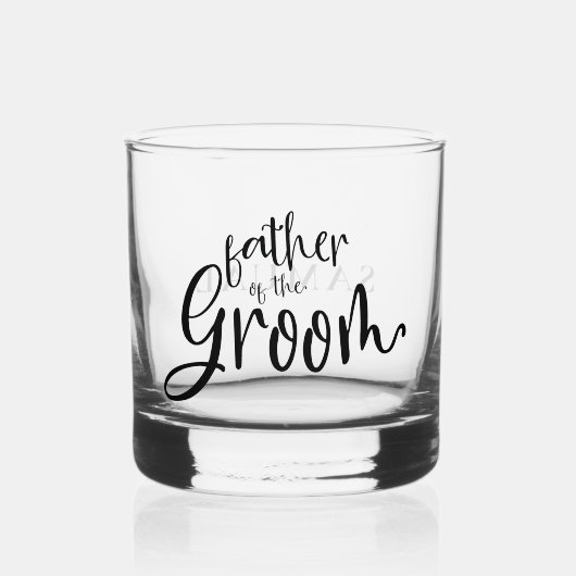 Moderne Script Naam Vader van de bruidegom Gift Whisky Glas (Voorkant)