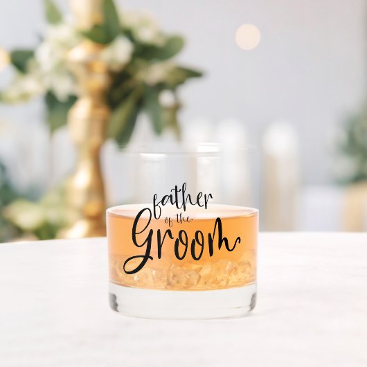 Moderne Script Naam Vader van de bruidegom Gift Whisky Glas (Insitu (Huwelijk))