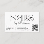 Moderne Script Nail Tech QR Code Salon Visitekaartje (Voorkant)