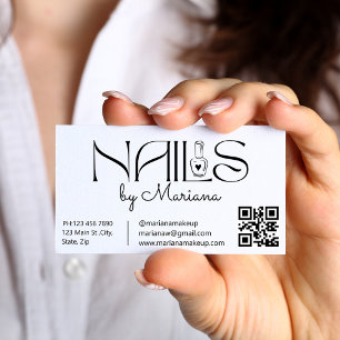 Moderne Script Nail Tech QR Code Salon Visitekaartje