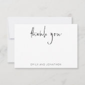 Moderne Script Name 5 Photos Wedding Bedankt Notitiekaartje (Voorkant)