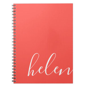Moderne Script Name Personalized Coral Notitieboek