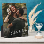 Moderne script namen koppelfoto bruiloft fotoplaat (Zijkant)