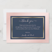 Moderne Script Navy Blue Blush Gold Hartelijk dank Bedankkaart (Voorkant)