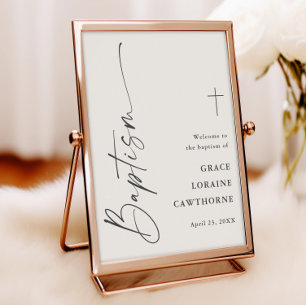 Moderne script neutrale doop welkom poster