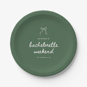 Moderne Script Olijfgroene Coquette Bachelorette Papieren Bordje
