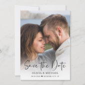 Moderne Script Overlay Foto Bruiloft Save The Date (Voorkant)
